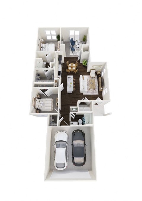 Floor plan for 2 beds, 2 baths, 1604 sqft